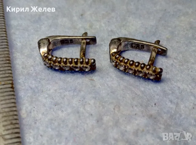 СТАРИ СКЪПОЦЕННИ АНГЛИЙСКИ СРЕБЪРНИ ОБЕЦИ СРЕБРО 925 с БЛЕСТЯЩИ ФАСЕТИРАНИ ЦИРКОНИ 32092, снимка 8 - Обеци - 49682571