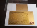 Позлатена с 24 карата злато банкнота 200 Евро със сертификат, снимка 4