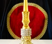 Позлатен бронзов свещник,барок,кристали. , снимка 3
