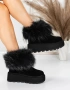 Боти на платформа - черен ЕСТЕСТВЕН велур с черен ЕСТЕСТВЕН косъм - 3ASJN73 , снимка 1