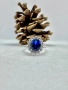 Сребърен пръстен със синтетичен сапфир , снимка 1