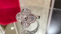 Van Cleef & Arpels VCA Silver Diamonds Vintage Alhambra Clover Дамски Пръстен, снимка 2