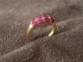 ЗЛАТЕН 14 КАРАТА Стара Англия Бирмингам Стилен елегантен пръстен с Рубелит злато, снимка 1 - Пръстени - 45603243