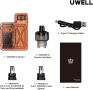 Комплект електронен изпарител UWELL CROWN M POD MOD, 2 мл 1000 mAh 5-35 W, кафяв, снимка 6