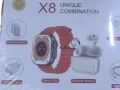 Комплект 8 в 1 с X8 Smartwatch,безжични слушалки,зарядно,кабели,външна батерия, снимка 1