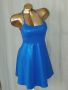  HALARA S Синя еластична рокля с брокатен отблясък, снимка 5