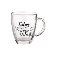 Чаша, Днес ще бъде хубав ден, стъкло, 310мл, снимка 1 - Чаши - 45352546