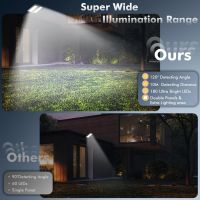 Quntis 180 LED Външни стенни соларни прожектори, 3 цвята 3 режима водоустойчиви, сензор за движение, снимка 2 - Соларни лампи - 45110314