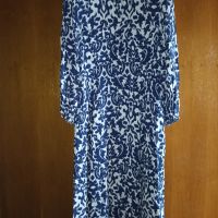 Zara-L-Дълга рокля в синьо и екрю, снимка 10 - Рокли - 45402980