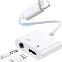 Адаптер за слушалки iPhone, [2 в 1] Lightning към 3,5 мм жак AUX аудио донгъл, двоен сплитер, снимка 1 - Аксесоари за Apple - 45631649