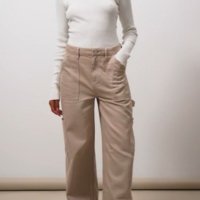 УНИКАЛЕН панталон с широки карго крачоли в бежово, снимка 3 - Панталони - 45033888