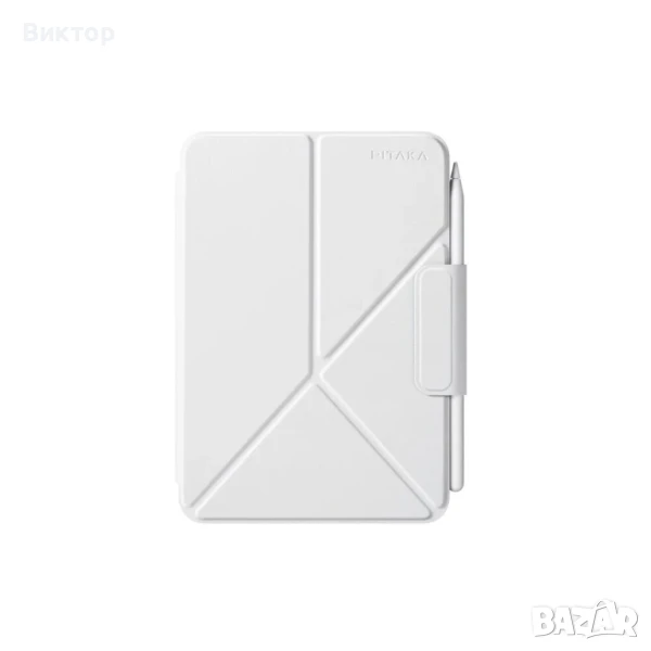 Бял Kaлъф Pitaka MagEZ Folio 2 калъф за iPad Mini 6/iPad mini (A17 Pro) с място за писалка, снимка 1