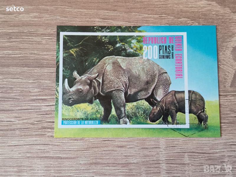 Екваториална Гвинея БЛОК Фауна носорог 1976 г., снимка 1