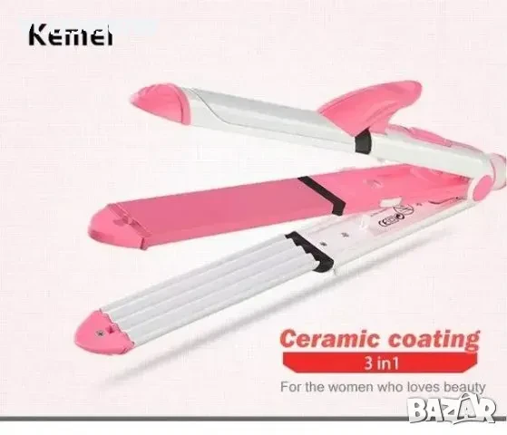 Комбинирана преса за коса KEMEI 3в1 КМ-1213, снимка 1