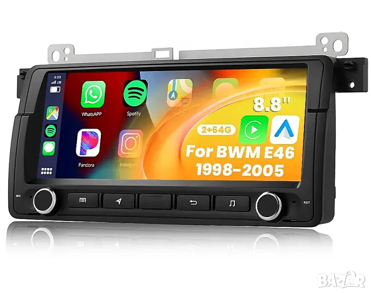 Мултимедия, за BMW E46, 3, Двоен дин 8.8", Навигация, плеър, екран Android, 316i, 318, 320, 325, 335, снимка 1