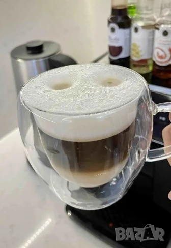 Стъклена чаша за кафе с двойно дъно 200ml, снимка 1