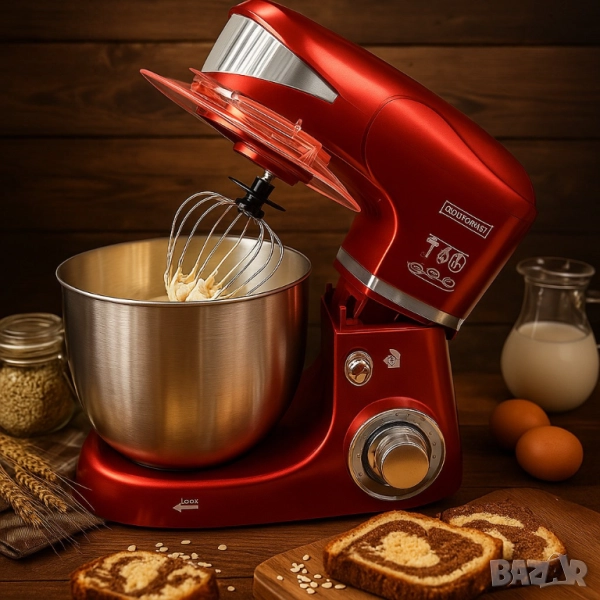 Многофункционален планетарен миксер с иноксова купа 5.5L Royalty Line RL-PKM1600, снимка 1