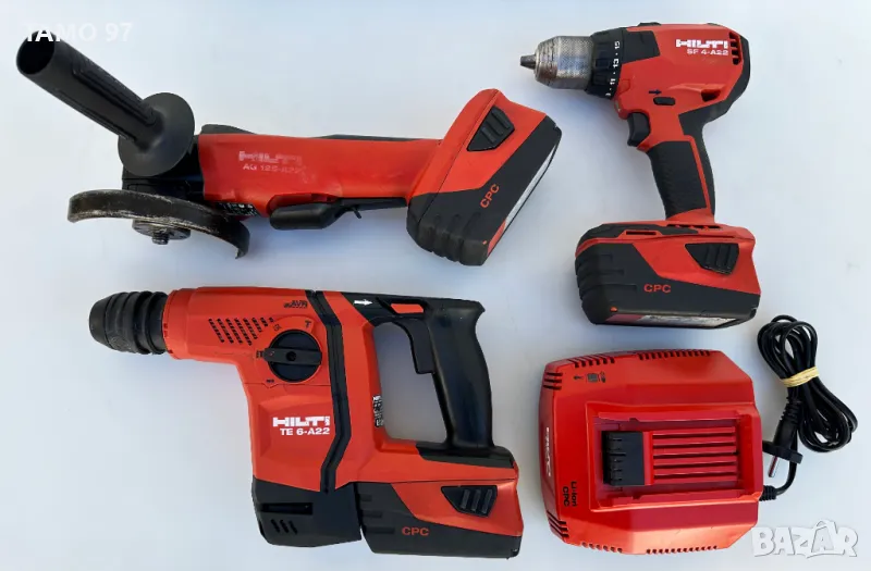 Hilti Сет - Акумулаторен ъглошлайф, перфоратор и винтоверт 3x22V 5.2Ah, снимка 1