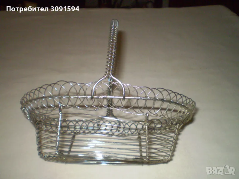 Метална кошницакошница  за плодове, плетена метална кошница плодове,  с дръжка, снимка 1