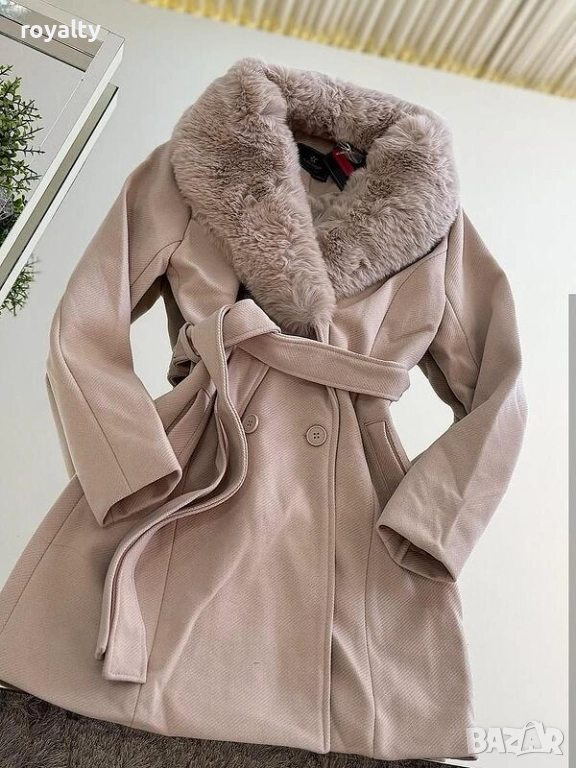 Дамско елегантно бежово палто, снимка 1