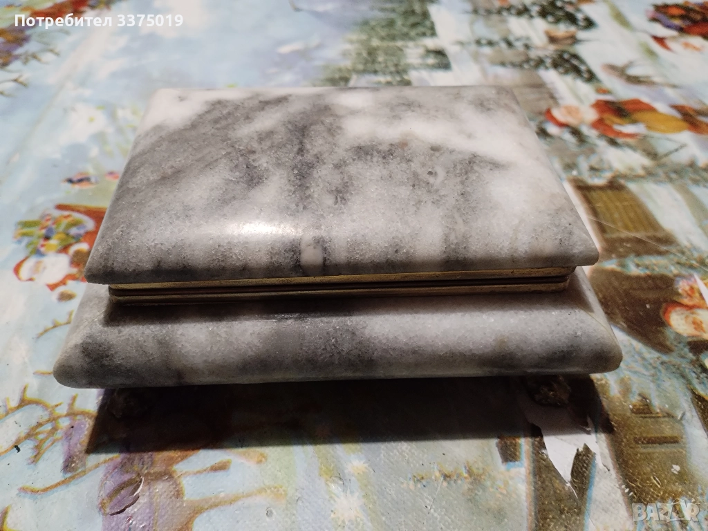 Ретро мраморна кутия за бижута, снимка 1