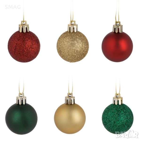 Коледни топки зелено-червено-златно Ø4 см, 36 бр._1240984, снимка 1