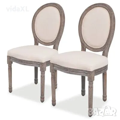 vidaXL Трапезни столове, 2 бр, кремави, текстил（SKU:244087）, снимка 1