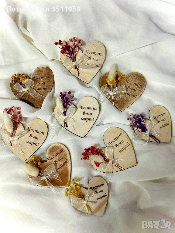 Дървени магнитчета подходящи за 8ми март , снимка 1