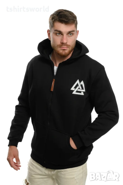 Нов мъжки суичър с цип и трансферен печат на сериала Викинги, valhalla, снимка 1