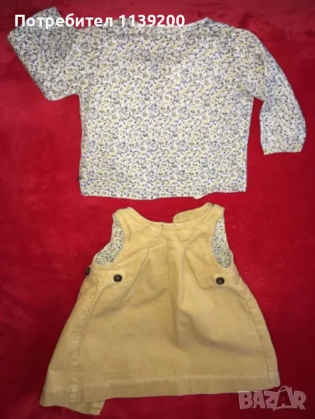 3-6м френски джинсов сукман и блузка Natalys 100% памук момиче, снимка 1