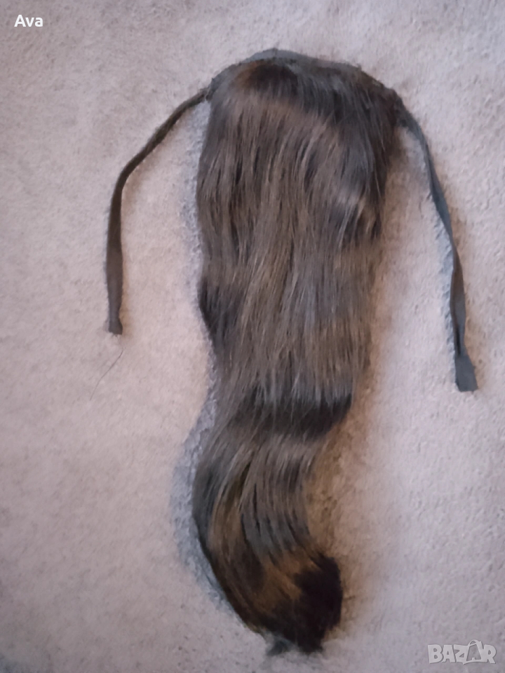 Опашка от естествена коса Черна, снимка 1