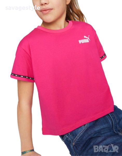 Детска тениска PUMA Power Tape Relaxed Fit Tee Pink, снимка 1