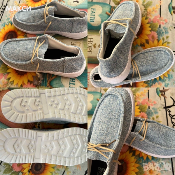 Макси ежедневни леки обувки в моден десен имитация дънков плат , снимка 1
