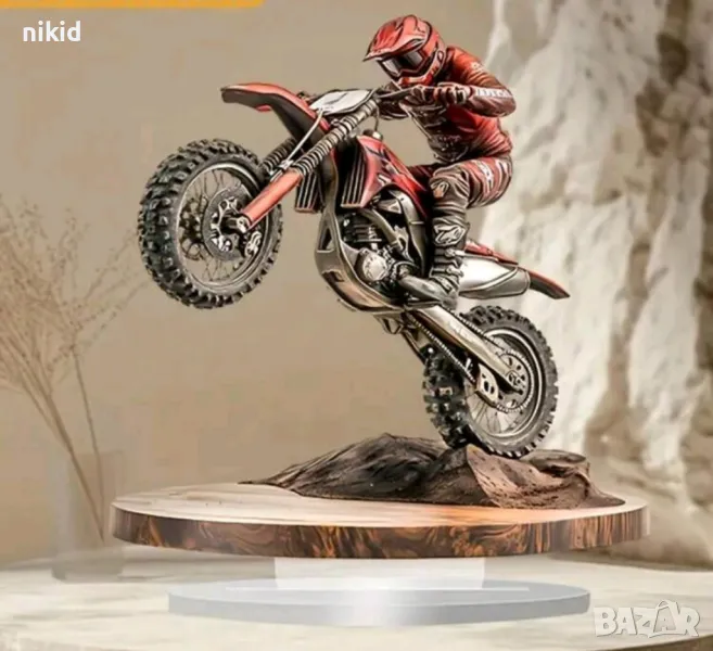 2D Акрилен топер Мотор моторист Байкър мотоциклет на стойка основа украса декор статуетка, снимка 1