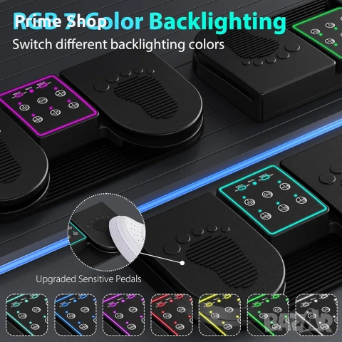 Bluetooth педал за прелистване на страници с RGB подсветка, Doohoeek, снимка 4 - Друга електроника - 53541940