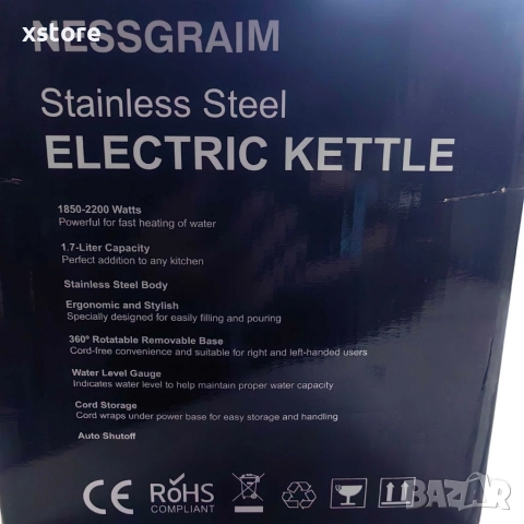 Електрически чайник NESSGRAIM от неръждаема стомана с ретро термометър – 1.7 L, 2200W, снимка 9 - Кани - 52697763