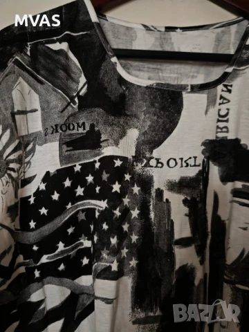 Дамска черно бяла лятна тениска L размер, снимка 3 - Тениски - 51000086