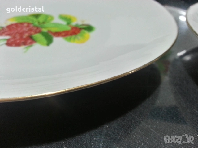 Стар български порцелан плато кръгло ягоди, снимка 7 - Антикварни и старинни предмети - 53238708