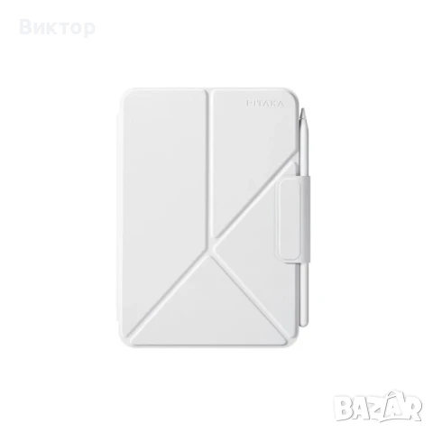 Бял Kaлъф Pitaka MagEZ Folio 2 калъф за iPad Mini 6/iPad mini (A17 Pro) с място за писалка