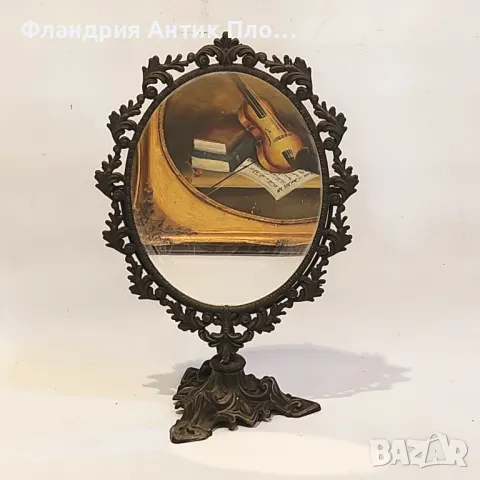 Настолно огледало с ажурна бронзова рамка, снимка 4 - Огледала - 49621520