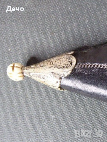 32см Стар Автентичен дамасково острие нож със Звездата на Давид и Сребърен Филигран Каракулак, снимка 10 - Антикварни и старинни предмети - 53657993