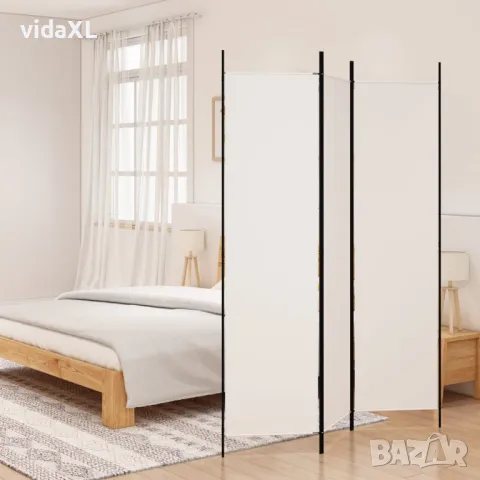 vidaXL Параван за стая, 3 панела, бял, 150x200 см, текстил (SKU:350178), снимка 2 - Паравани - 49456356