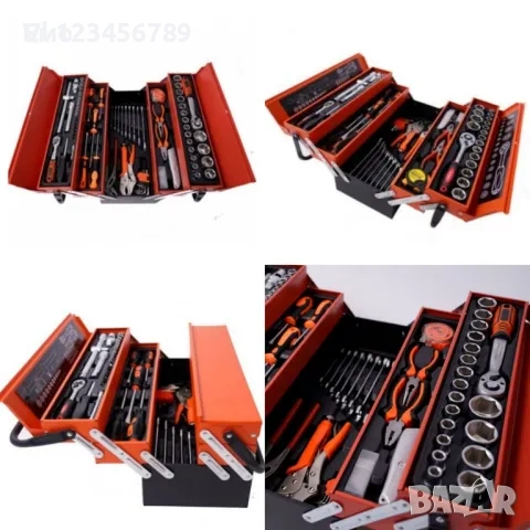 Комплект инструменти 147 бр. в метален куфар, снимка 4 - Куфари с инструменти - 53837652
