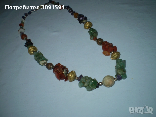 Колие  винтидж полускапоценни  камъни, многоцветно, , многопластово, бохемско,, снимка 5 - Колиета, медальони, синджири - 53101709