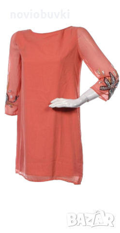 ❤️FRACOMINA НОВА Дамска рокля с камъни - корал - S, снимка 1 - Рокли - 45062975
