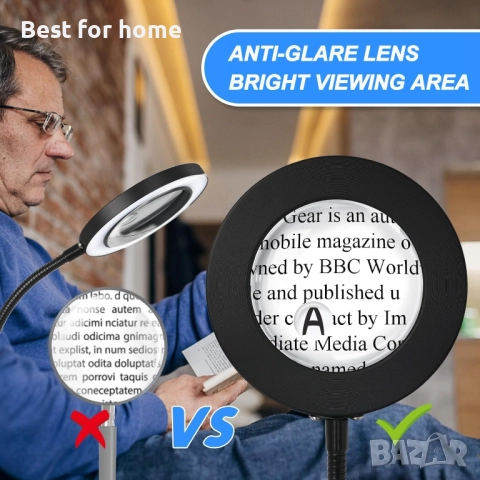 Подова лампа с лупа 5X 10X лупа със светлина с 3 цветни режима, снимка 6 - Други - 52628098