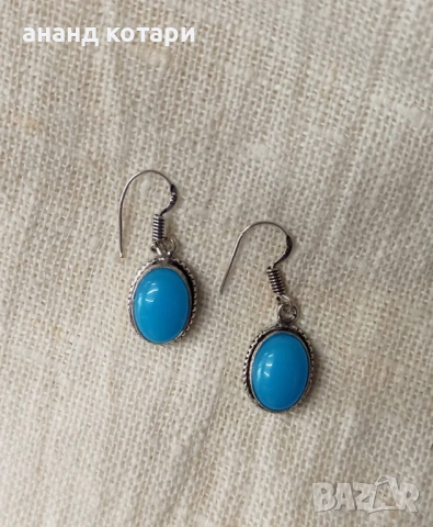 Висящи обеци от Тибет с естествени камъни, снимка 2 - Обеци - 53226495