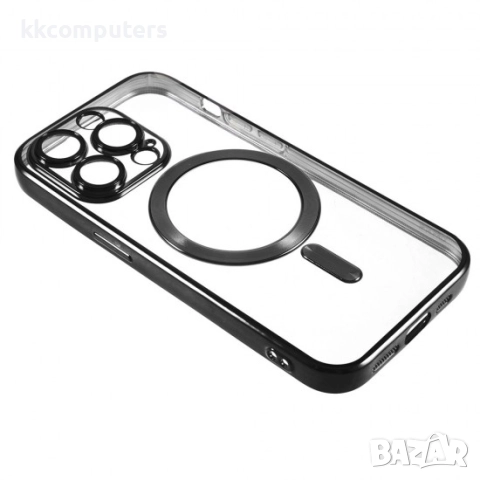 Силиконов кейс bSmart Chrome Magsafe с протектори за камерите, За iPhone 17 Pro Max (6.9), Черен, снимка 2 - Калъфи, кейсове - 51825894