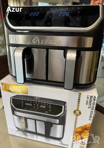 Двоен фритюрник с горещ въздух с тъч скрийн Lexical Airfryer LAF-3080, снимка 1 - Фритюрници - 45639232