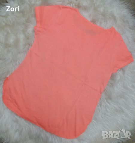 УНИКАЛНИ Блузи в неонов оранжев цвят с щампа със сребристо-златисти пайети до 3ХЛ, снимка 5 - Тениски - 45445095